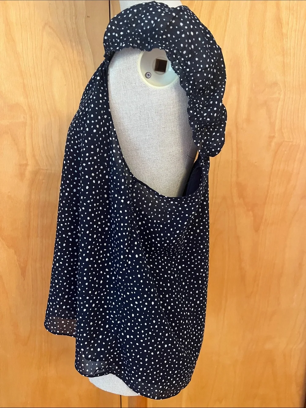 J. Crew Navy Polka Dot Ruffle Strap Blouse